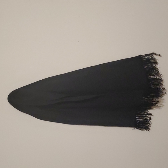 not sure Accessories - Black soft scarf with fringe at the bottom